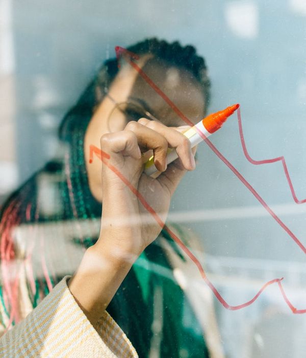 Professional female financial analyst working with business data